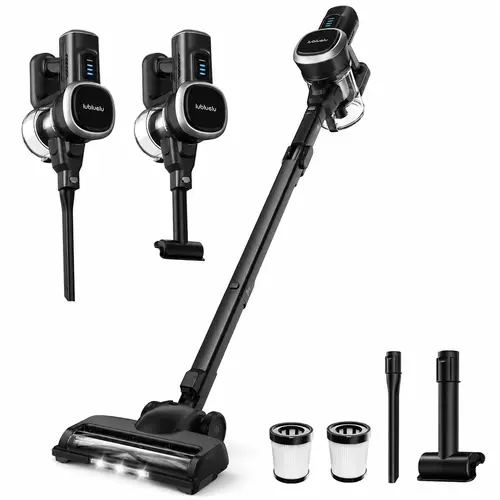 Cordless upright vacuum cleaner, 24,000 Pa suction power, anti-tangle brush head with LED light, 90° foldable metal tube, 6-stage filtration system, up to 50 minutes of runtime, 500-milliliter dustbin, suitable for floors and sofas,sohochic