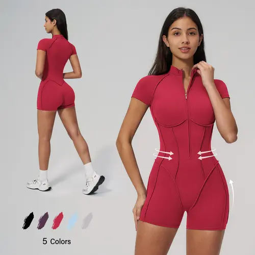 NVWA Women's High-Stretch Zipper Sports Jumpsuit - Skin-Friendly Breathable Slim-Fitting Fabric, Glute-Lifting Midsection-Sculpting Overalls, Athleisure Wear, Sporty Chic Stylish Women's Wear, Ideal for Yoga Workouts, Clothes