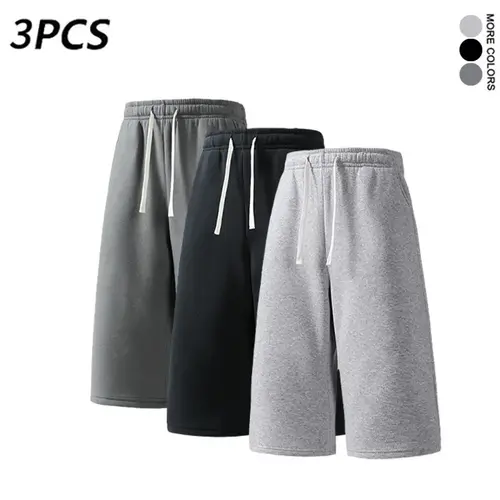 Men’s Plain Gray Knit Active Jogger Shorts - Cool 7/8 Length, 3-Pack or Single Item, Sporty Chic, Built for Easy Casual-to-Gym Days, Casual Athletic Look Feels Polished, Summer Menswear Bottoms