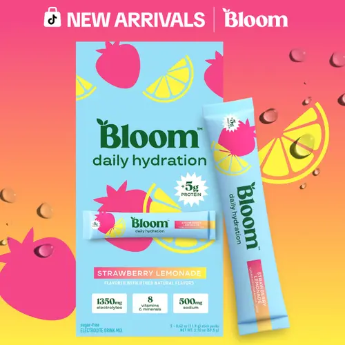Bloom Nutrition Daily Hydration Sticks (5 Sticks) - 1350mg Electrolytes, 5g Clear Whey Protein & Collagen, 8 Key Vitamins, Sugar-Free Drink Mix for Hydration, Recovery & Skin Health