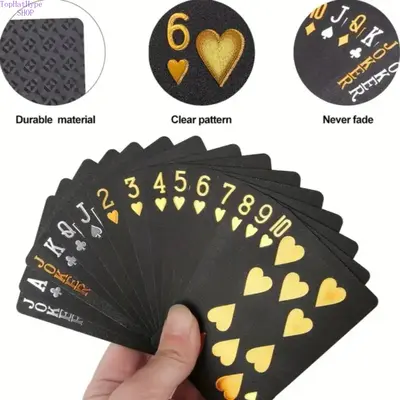 Waterproof Black Playing Cards, Durable Flexible Poker Cards with Storage Box, Ideal for Family Use, Party Game, Indoor-Outdoor Camping