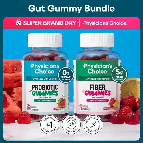 Physician's Choice Gut Gummy Bundle: Gut & Immune Health for Adults with Prebiotic Fiber & Probiotic Gummies - No Sugar Added