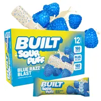 Official BUILT Bar, Sour Puff Protein Bars, Blue Razz Blast Puff, 16g Protein Snacks, On-The-Go Bars, Only 150 Calories, 8g Sugar, Collagen, Gluten Free