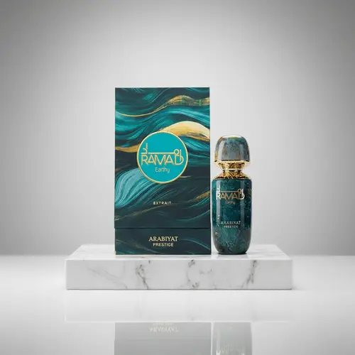 Arabiyat Prestige Ramad Earthy Extrait de Parfum - Unisex Arabic Perfume, Aromatic Woody Fragrance for Youth, Limited Edition Bottle, 3.4 fl oz (3 to 3.9 fl oz Range)