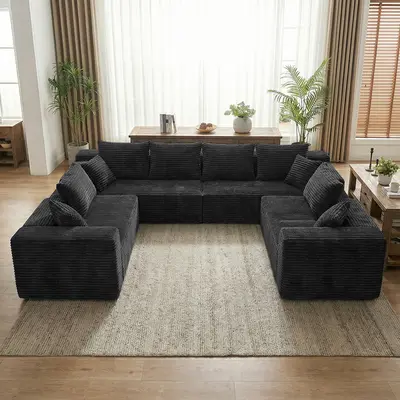 【Multiple Packages】Oversized U Shaped Sectional Couches, 8 Seater Modular Boneless Cloud Sofa with Chaise Lounges, 4-in-1 Flexible Combination Deep Seat Corner Large Couch,No Assembly for Living Room Modern Sofas Indoor Furniture Modern Sectional Sofa
