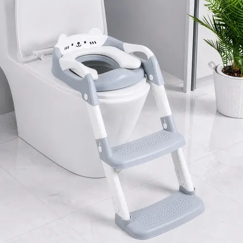 Orzbow Unisex Toddler Potty Training Seat with Step Stool Platform - Plastic Potty Trainer Toddler, Adjustable Height, Non-Slip, Splash Guard, Cute Bear Design, 0-3 Years Seat and Step Ladder Combo #backtoschool,sohochic