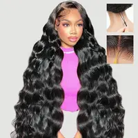 Mihugass Glueless Human Hair Wig, 7x6 Lace Closure, Natural Black, Adjustable Drawstring, Pre-Plucked Hairline, Pre-Cut Lace