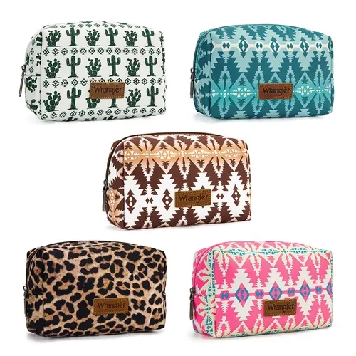 Wrangler Travel Makeup Bag Portable Cosmetic Bag Make Up Bags for Women Large Capacity Toiletry Bag with Compartments
