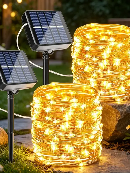 Flacchi 2-Pack Solar Outdoor String Lights, 80FT 240 LED Waterproof Fairy Lights with 8 Modes for Garden, Party, Patio Decor, Solar Outdoor Lights,sohochic
