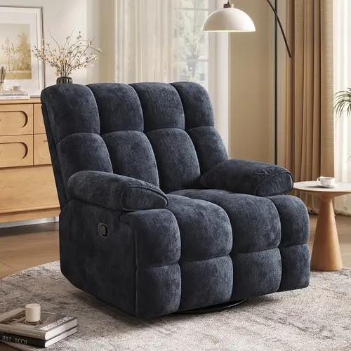 Copiae 38.19" Wide Chenille Modern Upholstered Manual Swivel Recliner, Standard Recliner, Widened Width, 360° Swivel and Tuxedo Armrests tiktokshopspringglowup,sohochic