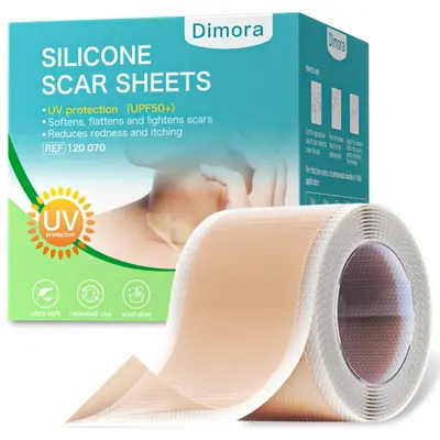 Dimora Medical-Grade UV-Protective Silicone Scar Sheets Roll - Cuttable, Hypoallergenic, Non-Toxic Tape (1.6in × 78.7in) for Post-Surgery Repair, Keloids, Sun Protection & Brightening Patches, Scar Patches, SohoChic