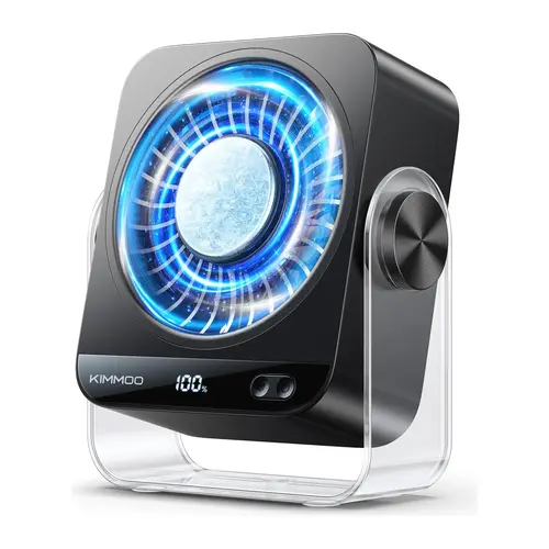 KIMMOO Desk Fan for Bedroom, 199 Speed Settings & Digital Display Table Fan, Quiet Desktop Fan for Refreshing Cool Breeze, 270° Rotatable Small Rechargeable Fan for Home Office