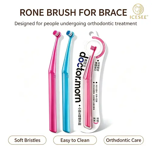 ICESEE End Tuft Oral Toothbrush - Soft Bristles PBT Fibers, Braces-Friendly, Precise Cleaning for Hard-to-Reach Areas, Gentle on Teeth & Gums, Dental Brushes for Youth, Oral Care Supplies,sohochic