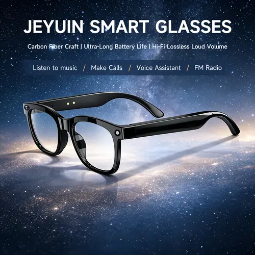 JEYUIN Wearable Bluetooth Voice Assistant Camera Glasses - Unisex Adults' Multifunctional AI Photochromic Optical Eyewear, 8MP HD Video/Photo, 160+ Language Translation, WiFi, Magnetic Snap Charging, Lithium Ion Batteries Included, Ideal for Travelers