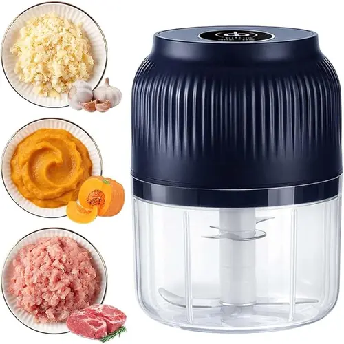 Portable Electric Food Shredder - USB Charging Rechargeable Lithium Battery Kitchen Supplies, Mini Meat Grinder & Garlic Puree Maker for Minced Meat, Vegetables, Cheese Grater, Lychee Peeler