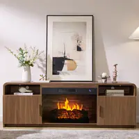 AMERLIFE 70" Fluted Sturdy Wood Grain TV Stand (Furniture for Room Decor) - Fits TVs Up to 80", Modern Stable Media Console with 30" Electric Fireplace & Storage Cabinets, Living Room Entertainment Center #sohochic #SohoChic