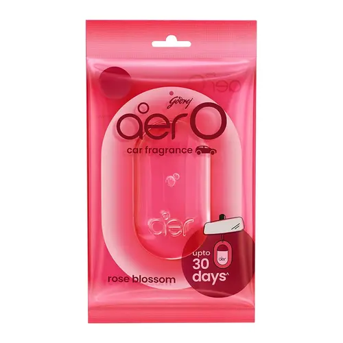 Godrej aerO Rose Blossom Long-Lasting Membrane Hanging Pack (4 pcs) - Auto Interior Accessory, Fragrance Release, Car Scents, Freshening Fragrance, Keeps Fresh for 30 Days