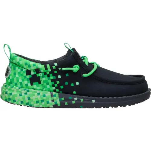 Minecraft X HEYDUDE Wally Funk Youth Creeper - Comfortable Slip on Shoes