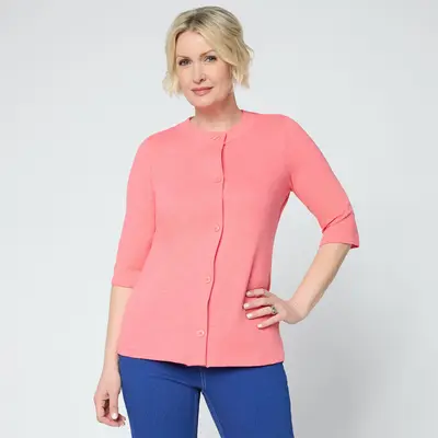 Denim & Co. Essentials Textured Knit Ballet Sleeve Cardigan