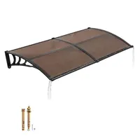 VEVOR Awnings for Door Entrance, Exterior Front Door Window Awnings with Drainage & Metal Bracket, Rain Snow Sun Protection, Overhang Polycarbonate Door Canopy for Porch Patio, Brown#SohoChic