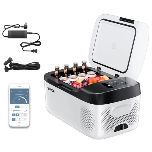 VEVOR 16QT Compact Compressor Car Refrigerator, 12/24V DC & 100-240V AC 12V Compressor System Cooler, -4°F to 68°F Matte Finish Portable Fridge with APP Control for RVs, Camping, 60W #SohoChic