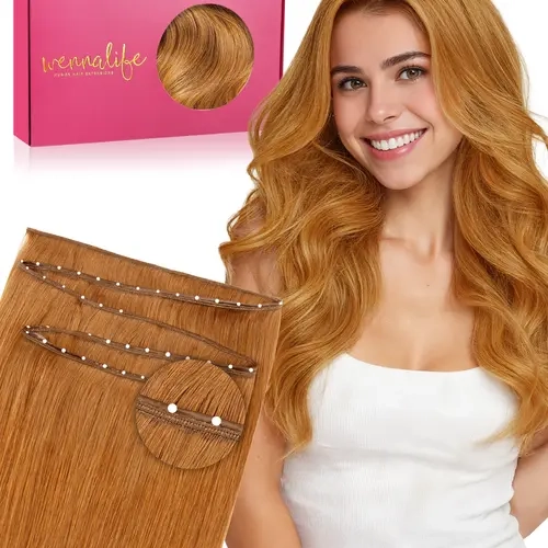 WENNALIFE Double Genius Butterfly Weft Hair Extensions Human Hair, Genius Weft Hair Extensions 80g-120g 14 Inch to 24 Inch Auburn Ginger Add Volume and Length Real Human Hair Reusable Invisible Extensions #tiktokshopbacktoschool #sohochic