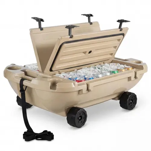 VEVOR Floating Cooler, 40 QT Floating Ice Chest with Dry Storage, Wheels & Tow Rope, Premium LLDPE Amphibious Drink Cooler for Water & Land, Stable Cruiser on Lake, River, Pool, Beach, Kayak, Apricot#SohoChic