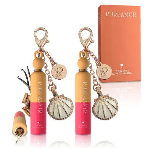 PureAmor Mini Keychain Pheromone Extrait de Parfum - 8+ Hour Long-Lasting Designer-Inspired Fragrance, 13 Scents (Floral, Woody Amber Musk, Sweet), Pocket/Purse Mini Perfumes, Multi-Pack Unisex Fragrance