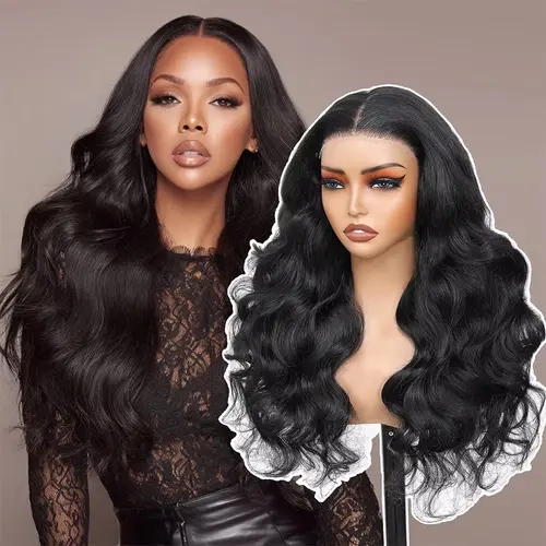 Pobokix 7x6 Body Wave HD Transparent Lace Frontal Wig, Brazilian Preplucked Women's Glueless Human Hair Wig, 200% Density Natural Hairline, Human Hair Wigs, Glueless Wigs Human Hair,sohochic