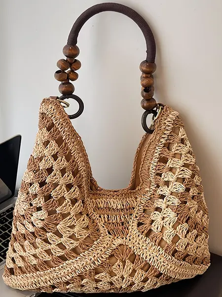 New Fashionable Handmade Woven Bag Versatile Paper Rope Crochet Straw Shoulder Bag for Beach & Vacation Style Lightweight Functional Summer Accessory