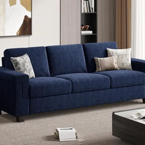 COPIAE 3-Seater Square Arm Couch - 90" Modern Upholstered Deep Seat with Removable Covers, Sturdy Shape-Hold Foam, Requires Assembly, Indoor Furniture for Living Room Apartments,sohochic