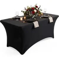 Utopia Kitchen Rectangle Polyester-and-Spandex Fitted Tablecover Set with Reinforced Feet, Machine-Washable, Wrinkle-Free, Stretch Outdoor Table Cover for Wedding & Everyday Use, Modern Sleek Decoration