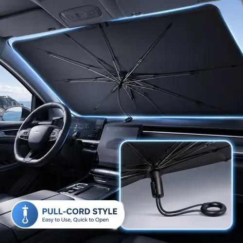Portable Car Windshield Sunshade, Foldable Windshield Sun Umbrella, Car Exterior Accessories, Car Windshield Cooling Umbrella for Daily