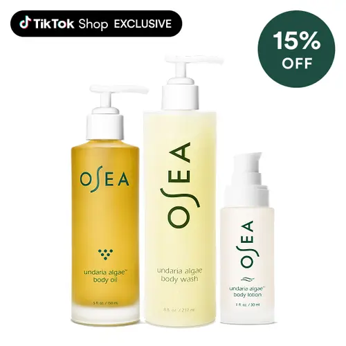 OSEA Undaria Body Glow Trio – Hydrating Body Wash, Body Oil & Body Lotion Set for Radiant, Smooth & Glowing Skin