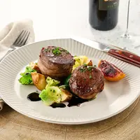 QVC Rastelli's 8x5-oz Bacon Wrapped Filet Mignons Hand-Trimmed Black Angus Beef Steaks Vacuum Sealed Ready to Grill