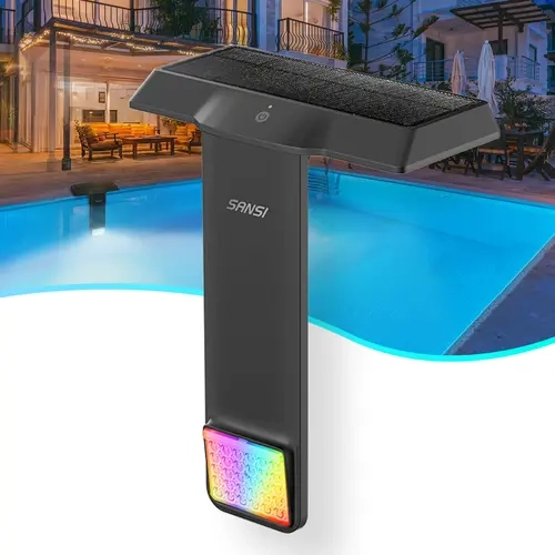SANSI Solar RGB Pool Light with Remote - Rechargeable Waterproof Submersible Magnetic Mount for Inground & Above Ground Pools, Outdoor Decoration, Lighted Pond Add-on, Father's Day Gift to Brighten Your Outdoors