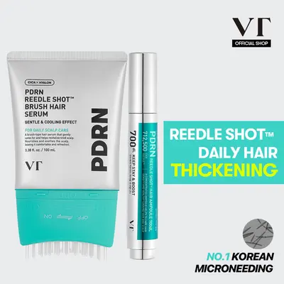 [VT COSMETICS] #1 viral PDRN Reedle Shot Scalp Care Set with Brush Hair Serum, Hair Ampoule 100/300/700 & Liquid Microneedling | Hair Thickening, Fuller-Looking Hair, Root & Scalp Pore Care | Scalp, Hairline, Roots | Korean Haircare