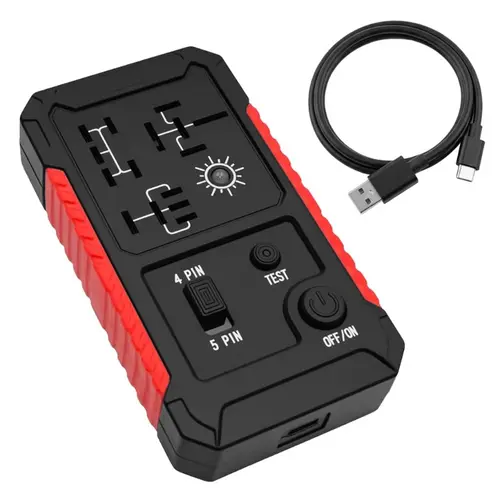GJANSH DC 12V Automotive Relay Tester for 4PIN and 5PIN Testing, USB Rechargeable Car Relay Voltage Tester with Switch & Light Indicator, 5V DC, 1A-2A Input, Universal Relay Tester Device toolupgrade
