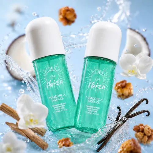 SOLO EN IBIZA Mallorca Breeze Hair & Body Fragrance Mist, 6.1 fl oz Long-Lasting All-Over Perfume Mist, Skin-Friendly, Tropical Gourmand Blend with Coconut Cream, Warm Vanilla & Toasted Praline, Perfect for Scent Layering & Everyday Wear
