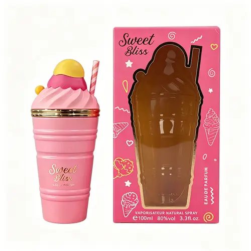 Sellion Sweet Bliss Women's Eau de Parfum (100ml Regular Edition) - Long-Lasting Gourmand Natural Spray with Vanilla & Strawberry Scents, Cute Ice Cream Bottle, Gold Metallic Accents, Smelling Good Berry Floral Candy-Sweet Vibe Single Item for Gifting,soh
