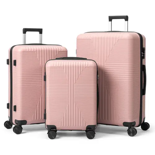 Ubesgoo 3-Piece PP Hard Shell Luggage Set - 20/24/28in Carry On & Travel Luggage Bags, 4 Wheels 360 Rotation, Built-In Lock, Top & Side Handles, Lightweight Durable, Mesh Pocket, Packing Straps, Custom Inspection Friendly for International Travel