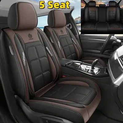 Premium PU Leather Car Seat Covers - 5-Seat Full-Body Car Interior Accessories - Sturdy, Water-Resistant & Easy-to-Clean All-Season Protection, Car Seats Covers
