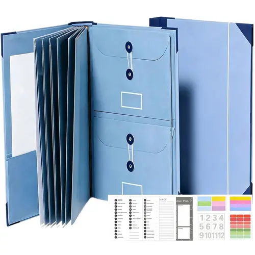 Accordion File Organizer for Important Documents, Manila Pocket Document Folder with Labeled Pockets, Expanding Folder for Passports, Birth Certificates, Important Papers, Office & Home Storage