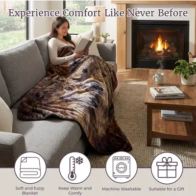Lavish Home Oversized Throw Mink-Style Weighted Wolf Blanket