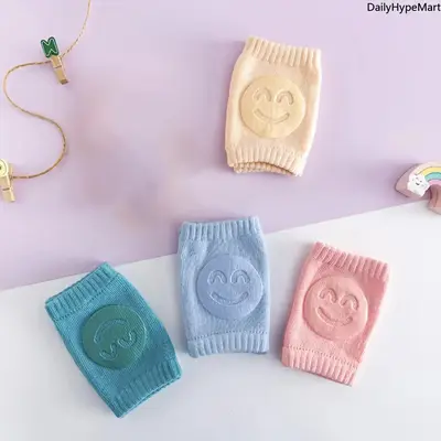 Baby 4-Piece Non-Slip Soft Kneesock Set - Crawling Fall Protection Knee Pads, Candy Colored Socks
