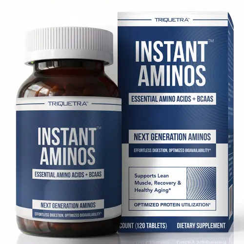 Instant Aminos Tablets - EAA+BCAA - 9 Essential Amino Acids Supplement - Rapid Absorption, No Digestion Required - Supports Lean Muscle, Recovery & Aging - 321% DIAAS Protein Score (1 Month)