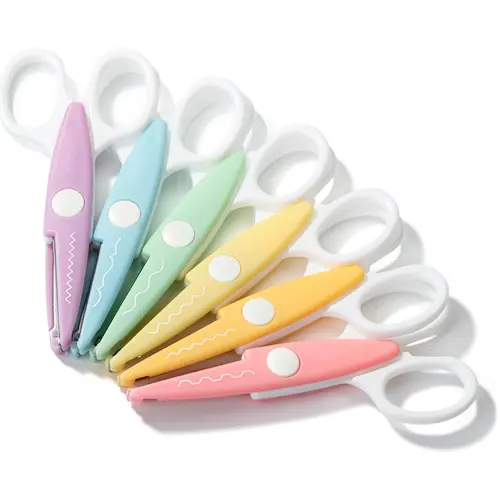 Mr. Pen Decorative Edge Craft Scissors - 6-Pack White & Pastel Decorative Cutter, Zig Zag Office Cutting Supplies for Summer Crafts
