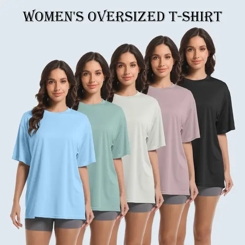 5 Pack Women's Workout Short Sleeve T Shirts Energetic Multi-Color Casual Oversized T Shirts for Women Short Sleeve Oversized T Baggy Dry Fit Athletic Gym Shirts Top Tees summerwins,travel essentials,camping essentials,back to school,back to school haul t