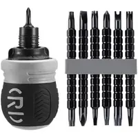 Short Ratcheting Screwdriver Set,12-in-1 Multi-bit Stubby Screw Driver Set CR-V hardened hard dual-purpose screwdriver head Telescopic dual-purpose screwdriver cross Slotted screwdriver head Screwdriver powerful magnetic multi-function,toolupgrade