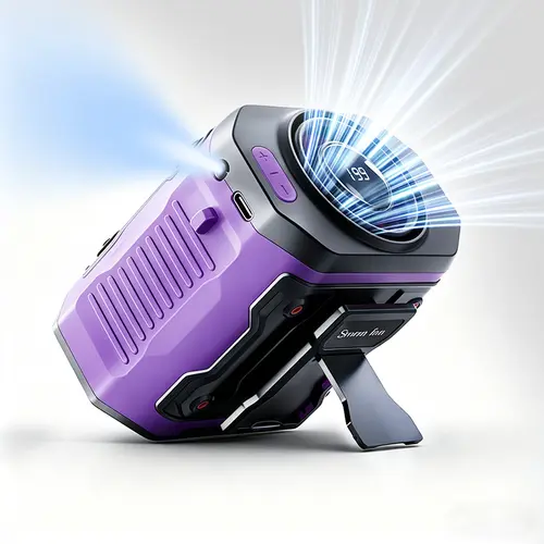 HOOYS USB Charging Cooling Fan - Rechargeable Handheld Portable Adjustable Fan with 199-Speed, Waist Clip, Flashlight, Power Display, Multifunctional for Outdoor Camping, Indoor Use, Adjustable Fans